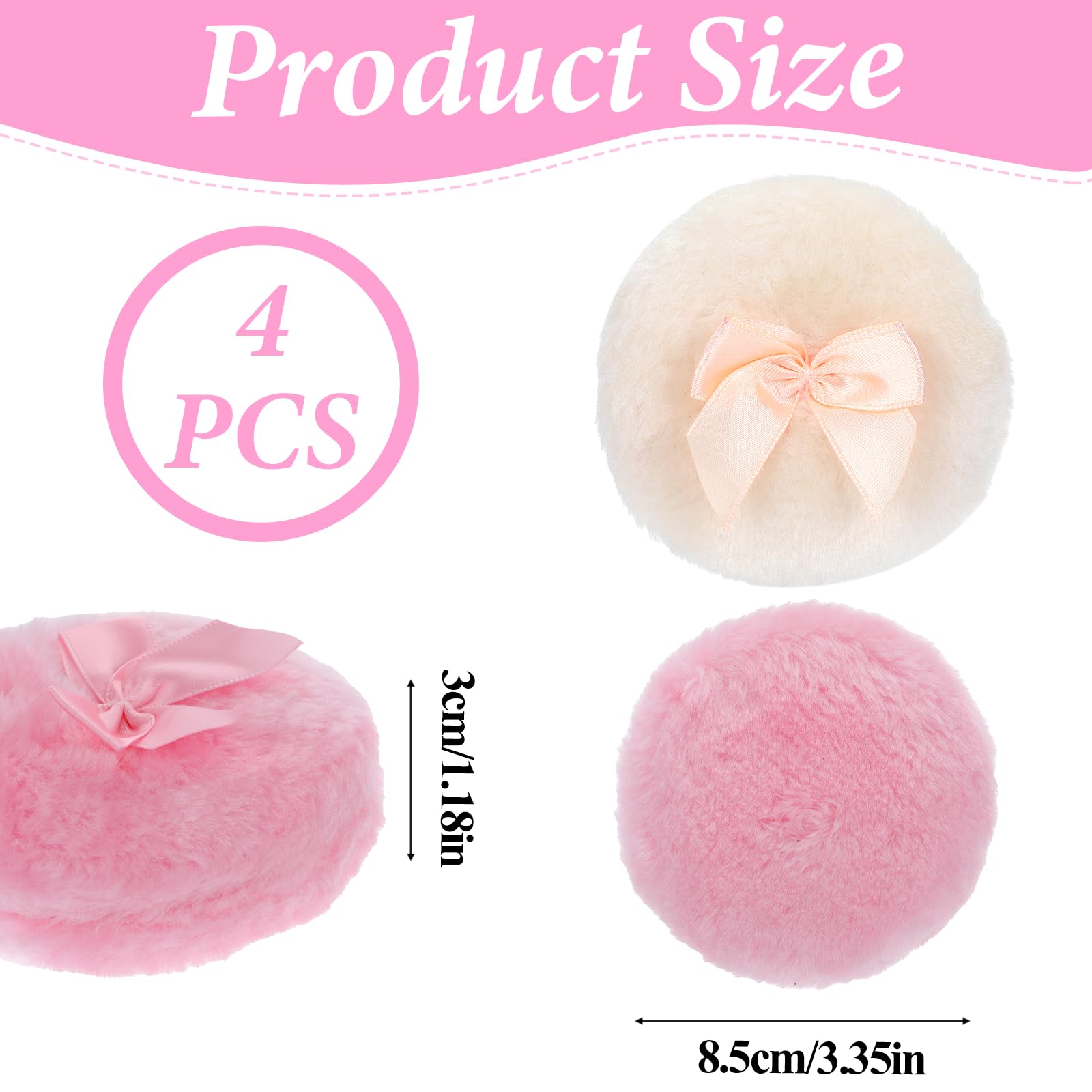 YUXIANLB Puder do ciała miękkie puszyste poduszki 4 szt. zmywalne długie włosy gąbka podkładka wielokrotnego użytku welur uroda blender urocze ustawienie puff mokry suchy podkład aplikator dla kobiet