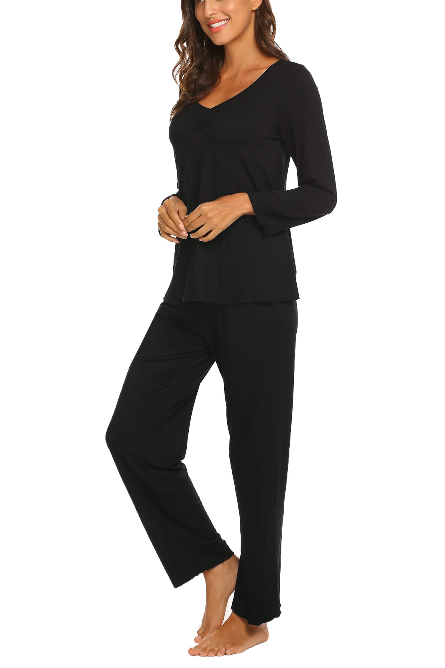 MAXMODA Pigiama Donna Pigiami Due Pezzi Maglietta Manica Lunga e Pantalone Lungo S-XXL