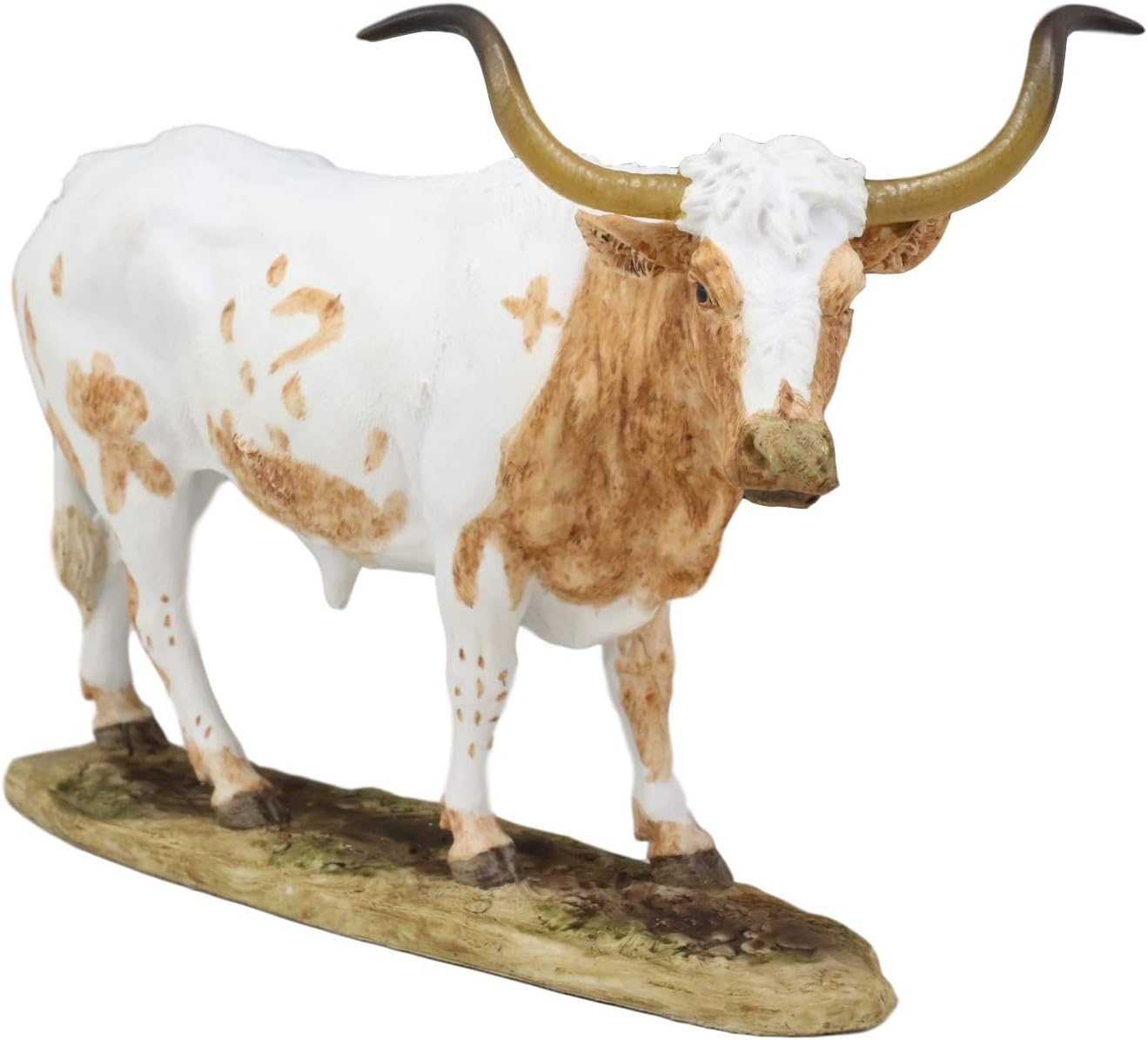 Ebros North American Texas Longhorn Cattle Cow Steer Standing On Grass Pasture Statue 9" Long Realistic Animal Collectibles Countryside Farm Cows Or Bulls Statues