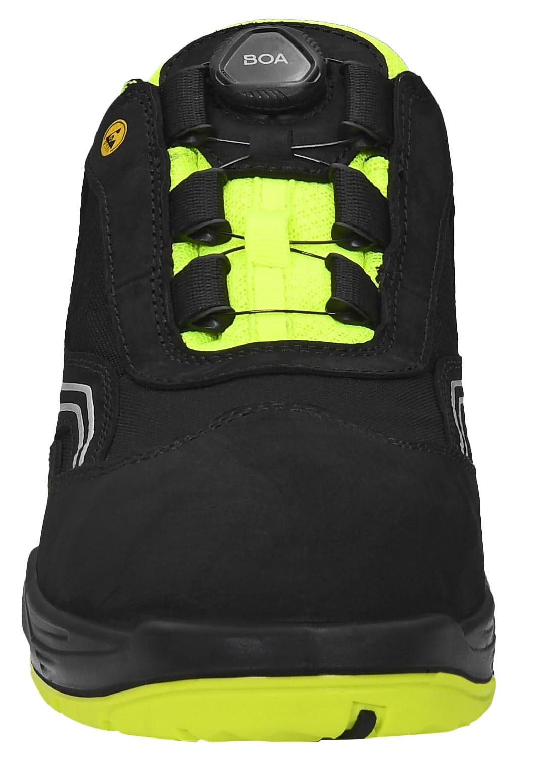ELTEN Buty ochronne AMBITION BOA Low ESD S2, męskie, skóra/tkanina, stalowy nosek, lekkie, sportowe, czarne/żółte, rozmiar: 45