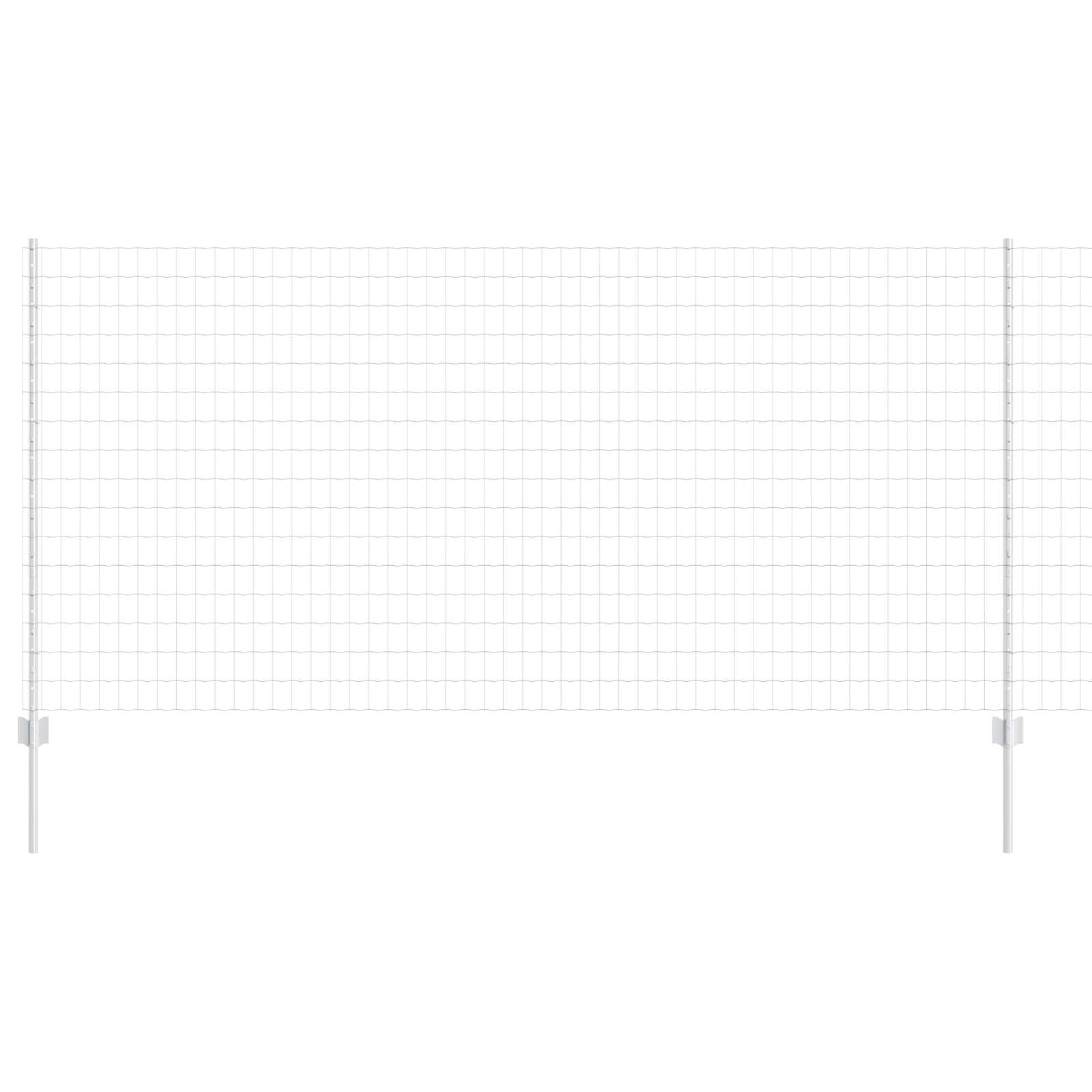 Garden Fence Panel Set with Posts Silver 1.2 x 10 m Steel Outdoor Privacy Screen for Terrace Patio Yard Boundary Barrier Weather Resistant