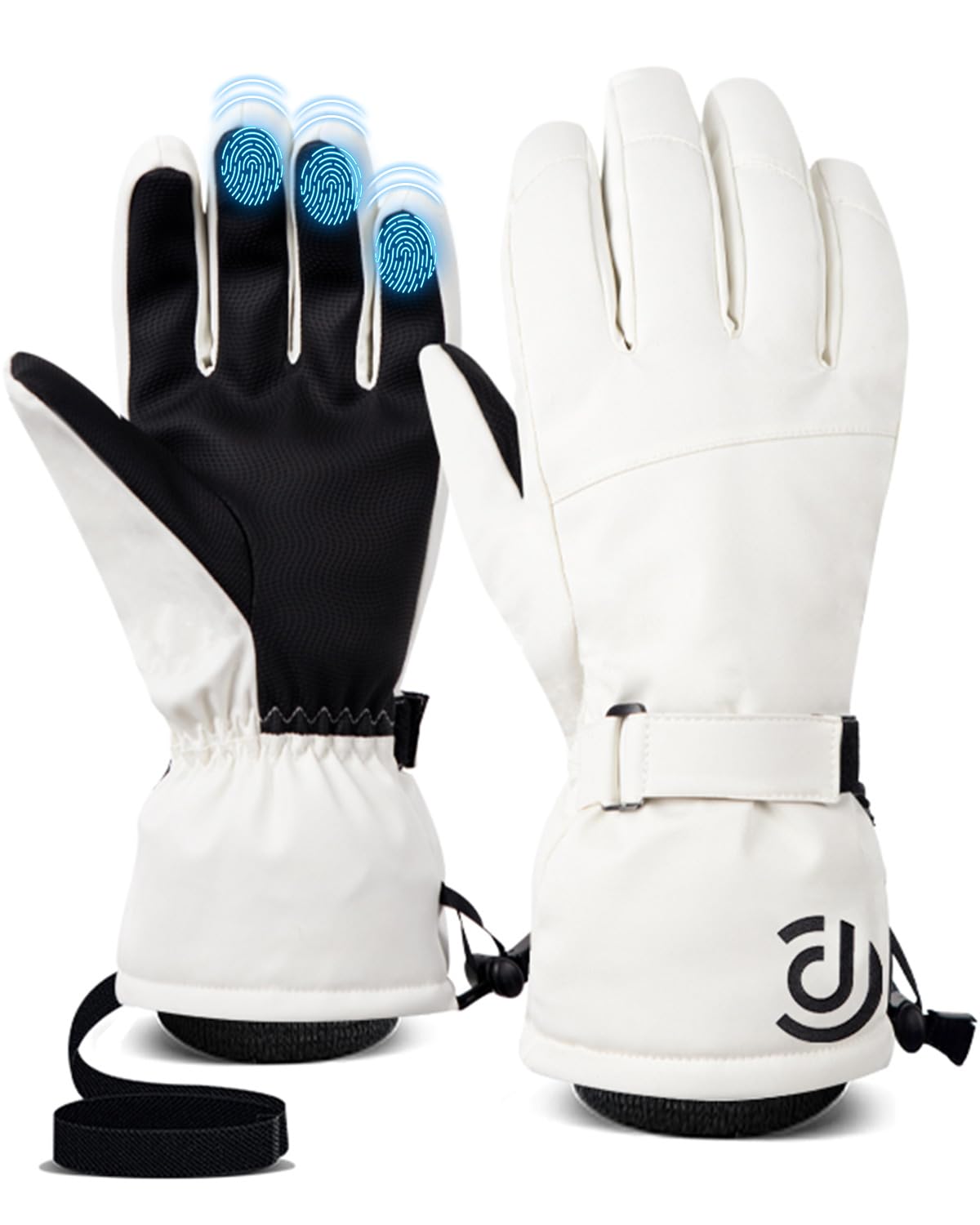 Rantizon Ski Gloves,Winter Gloves, 3M Thermal Gloves,Winter Ski Thermal Gloves With Ten Finger Touch Screen Design, Waterproof Gloves Suitable for Men and Women to Ski Riding,Black/White,Size M/L
