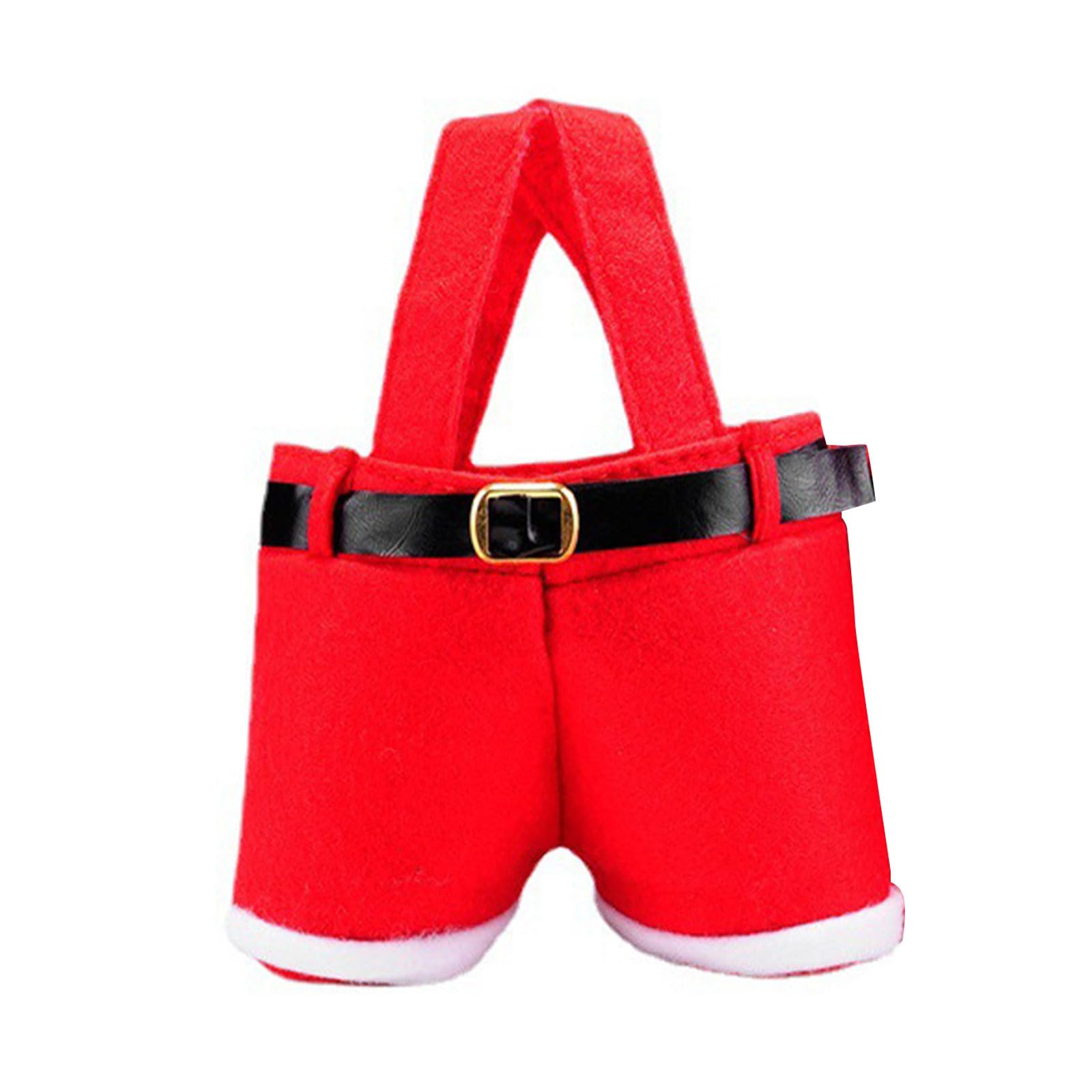 Avejjbaey Multicolor Christmas Stocking Fabric Bag Reusable Candy Pouch Efficient Bottle Cover Santa Pants Wine Bottle Holder For Holiday Party Decoration