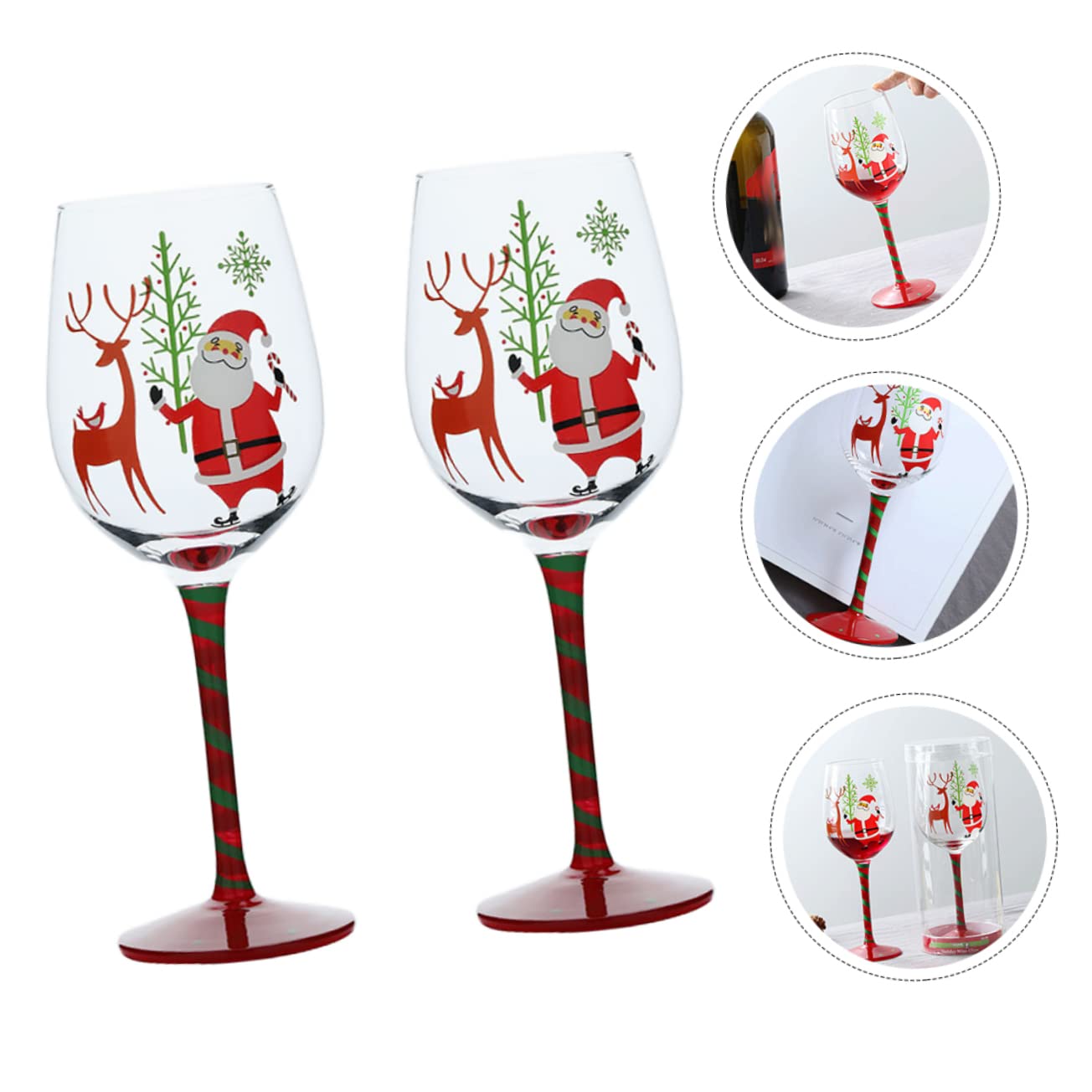 BESTonZON 4 Stück Gefälligkeiten Für Weihnachtsfeiern Weihnachtsbaum Weingläser Stielbecher Weihnachtsgläser Mit Stiel Riesling-gläser Kelchbecher Trinken Glas Kristallgläser Einzel
