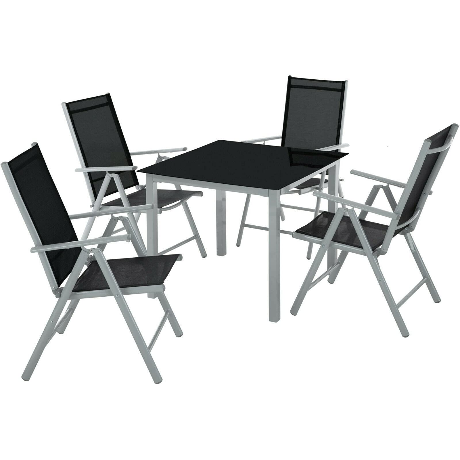 Zestaw ogrodowy 4+1 krzesła stół aluminiowe składane meble patio odporne na warunki atmosferyczne (kolor: Jasnoszary)