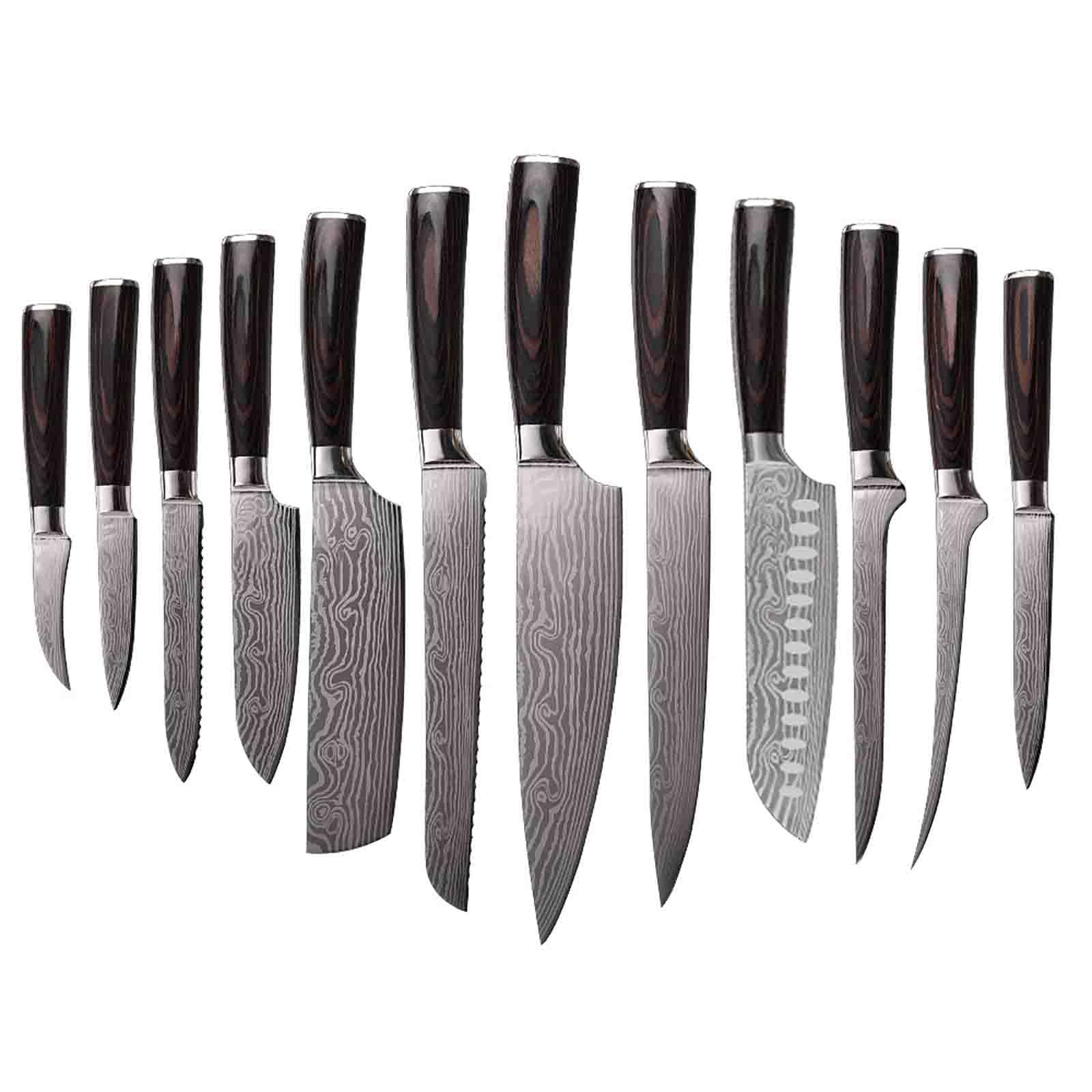 IKXO Damascus Steel Knife Set 12-Piece Kitchen Accessories German Engineered 67-Layer Full Tang Gift Box Packing