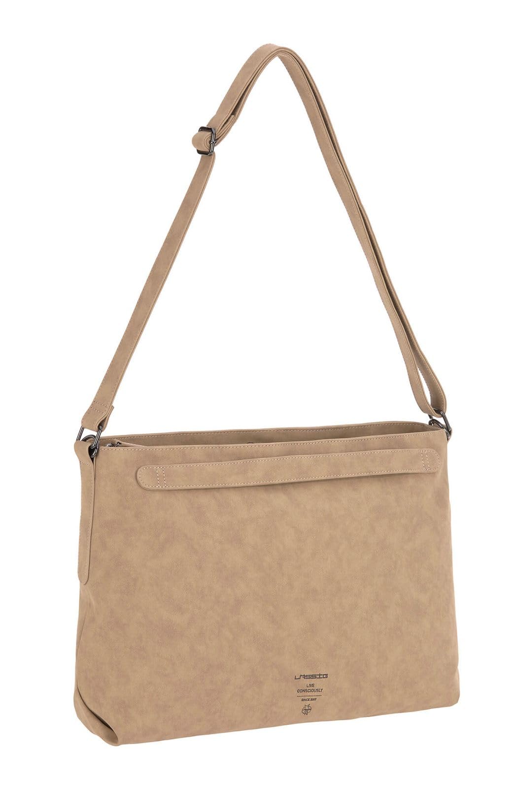LÄSSIG Baby Wickeltasche Umhängetasche mit Zubehör veganes Leder/Tender Shoulder Bag camel