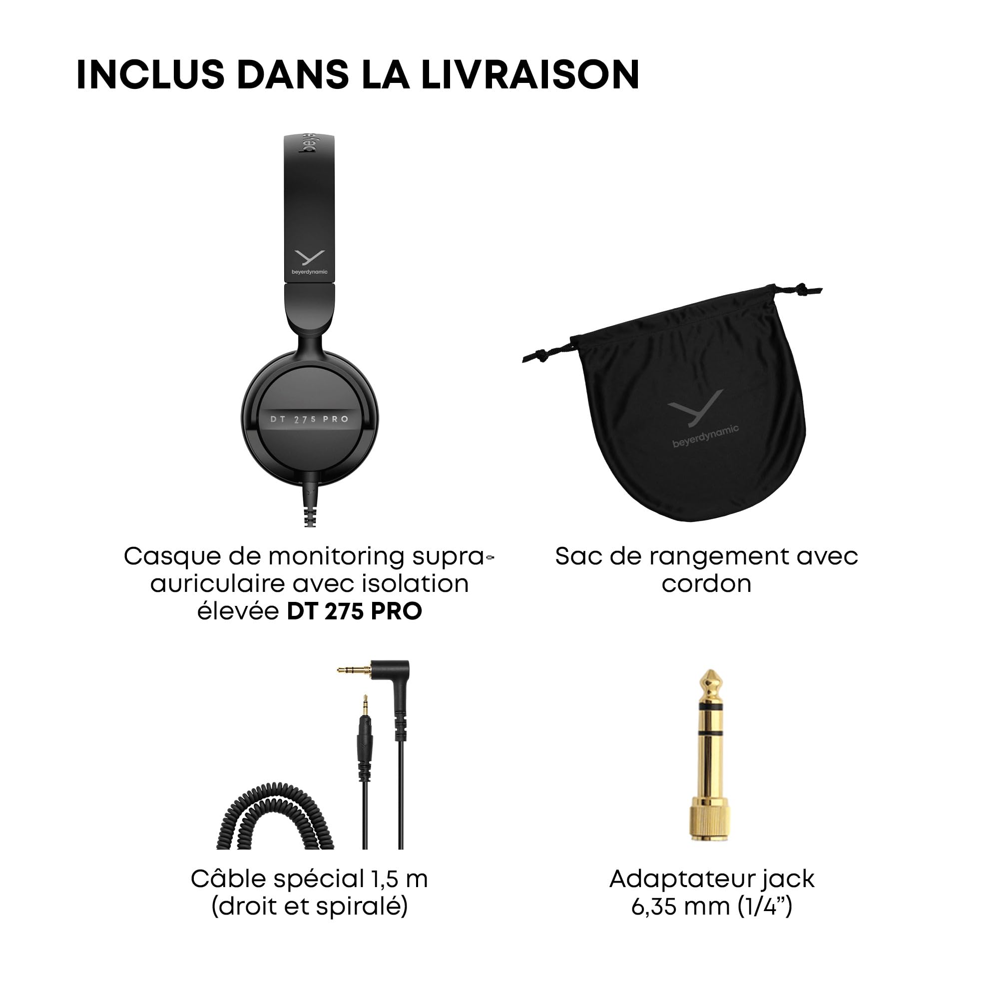 beyerdynamic DT 275 PRO Casque de monitoring supra-auriculaire avec haute isolation
