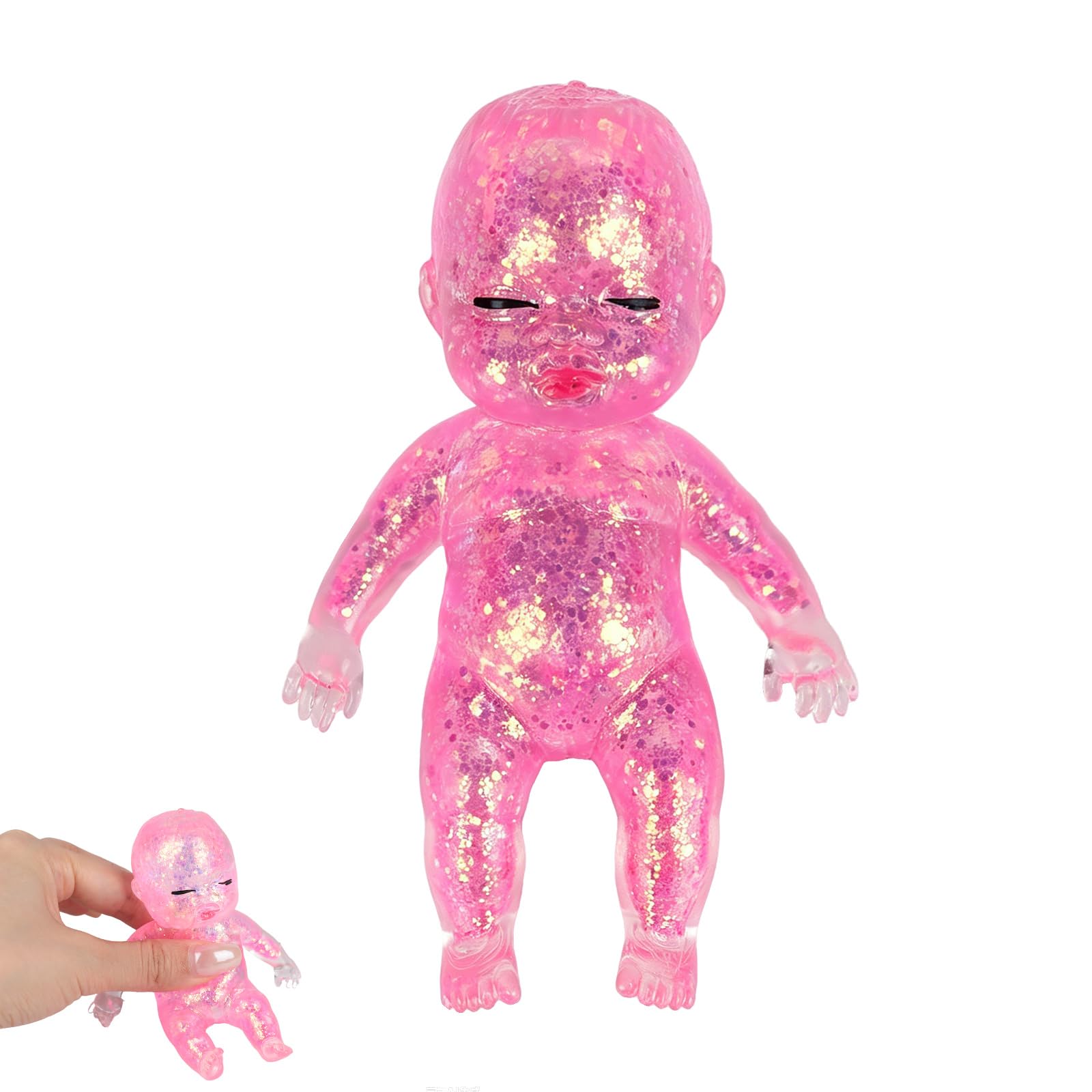 Doll Squishy Fidget Toys - Glitter Squishy Squeeze Toy, Slow Rising Malt Sugar Squishies for Desk Decor, Stress Relief Squishies Friget Toy for Adult Office Home
