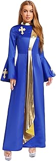 Womens Church Clergy Costumes Pastor Priest Robe Dress Flared Cuffs Cassock Gown Outfits
