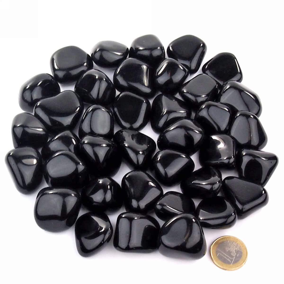 Obsidian Trommelsteine schwarz Ø ca. 30 – 40 mm Edelsteine Heilsteine Wassersteine Glückssteine - Schätze der Natur (Packung Nr. 6 mit 1 Kg)