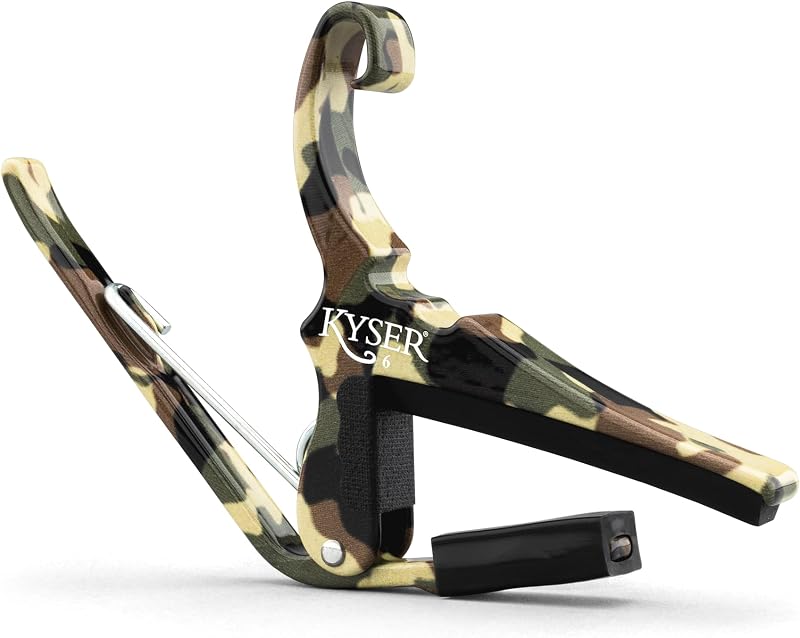 Kyser Musical Products Capo de guitarra de cambio rápido, KG6C2A, Camo 2.0 - Para guitarras acústicas de 6 cuerdas, fabricado en EE. UU., calidad, fuerte, liviano, cambios de teclas rápidos y fáciles, innovador, ajuste perfecto
