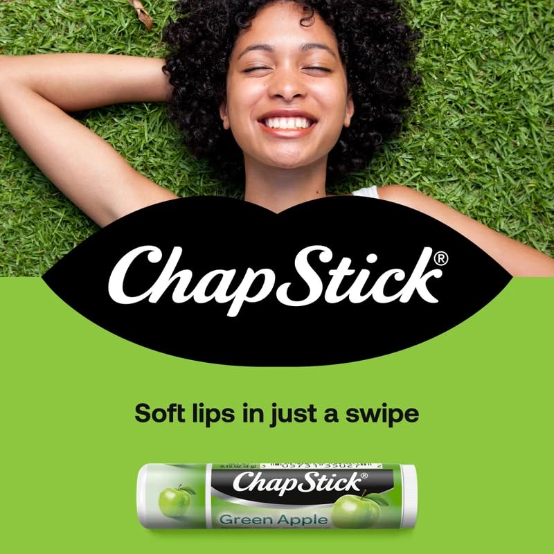 ChapStick Lip Moisturizer, Green Apple, 12-Pack Limited Edition Bulk Lip Balm, Sweet & Aromatic, 0.15 Oz Ea