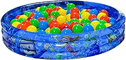 Pensou Comprou Piscina De Bolinhas Inflável Infantil 180 Litros, 100 Bolinhas Coloridas, PVC Resistente, Atóxica, Segura, Interno, Externo, Quintal, Praia