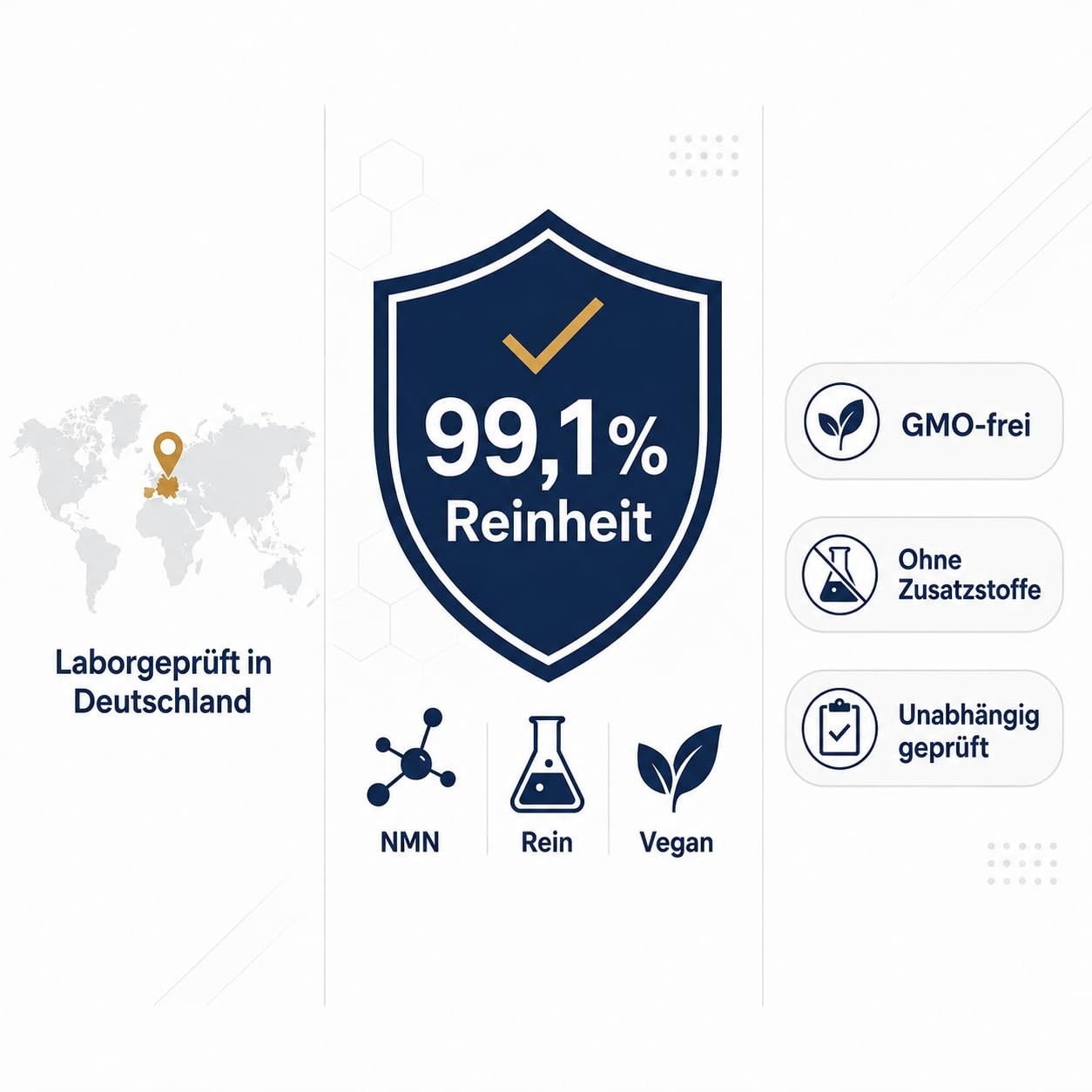 NAD-NMN Kapseln - 1 x 60 Stück hochreines Pulver in Kapseln - Reinheit mehr als 99% ohne Zusatzstoffe - in Deutschland laborgeprüfter Markenrohstoff - NAD+ Booster (1)