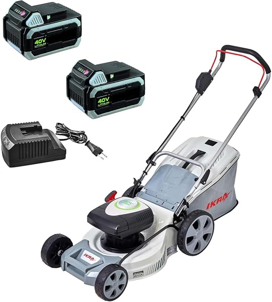 Tondeuse à gazon à batterie 40V, coupe 43 cm, mulching et bac 50L, Twin Power, 2 batteries 5Ah (2x2,5Ah) + chargeur, 600 m²