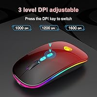 Vista 3 de CC Store Mouse inalámbrico LED, mouse Bluetooth y conexión instantánea de 2.4GHz, recargable ultra silencioso y delgado, 3 niveles de DPI, 2 modos