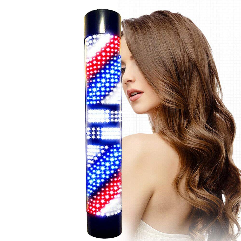 Barber Stripes Pole Rotating LED Light Wall Mounted Hair Salon Shop Open Sign Decor Wall Hanging Lamp Waterproof ABS Save Energy Hairdressing Illuminated Red Blue White LED Strips