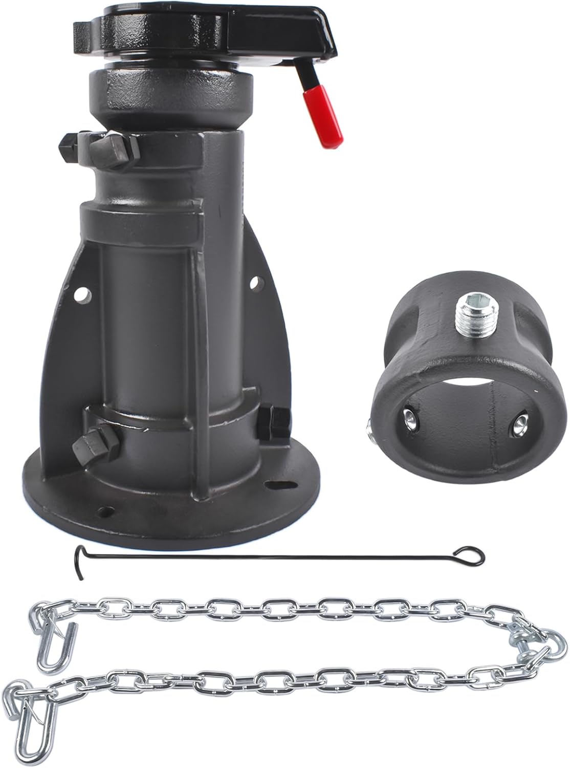 C5G1216 12"-16" Adjustable Height Cushioned 5th Wheel to Gooseneck Adapter w/Safety Chain for Camper/RV/Trailer's Kingpin Box, Fifth Wheel to Gooseneck Coupler Towing Adapter, GTW 20000