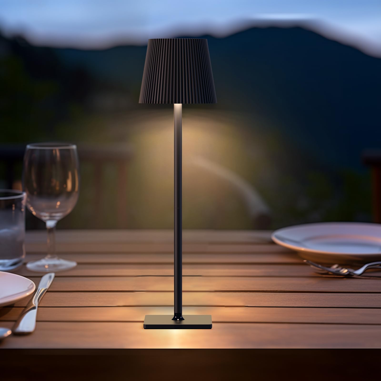 Lixada LED Dimmbare Tischlampe Kabellose mit Akku und Touch, Tischleuchte Höhe individuell anpassbar mit USB-C, IP54 Wasserdichte outdoor lampe,2 stück