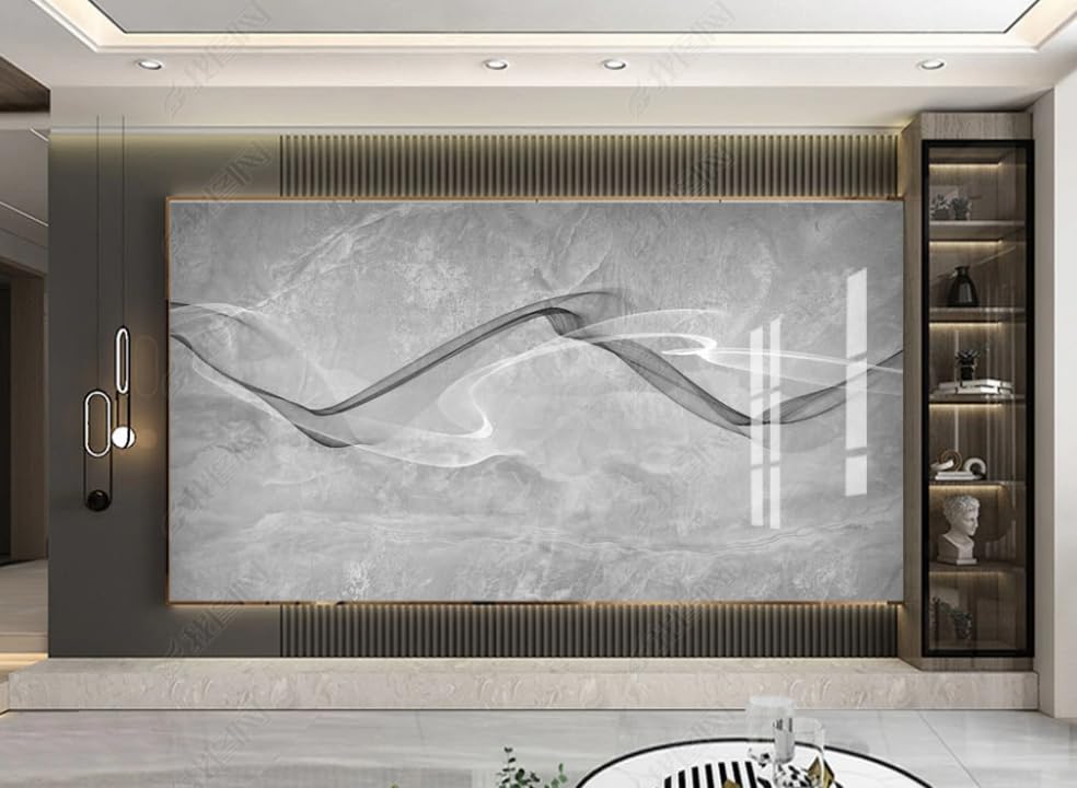 Papier peint intissé gris ruban décoratif et poster géant mural pour chambre et restaurant