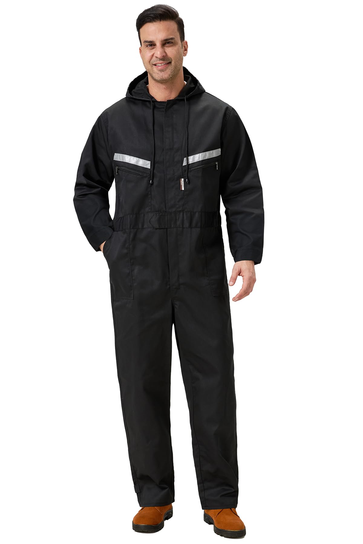 Mono de Trabajo para Hombre Reflectantes Traje de Trabajo Mecánico Industria Overoles con Capucha