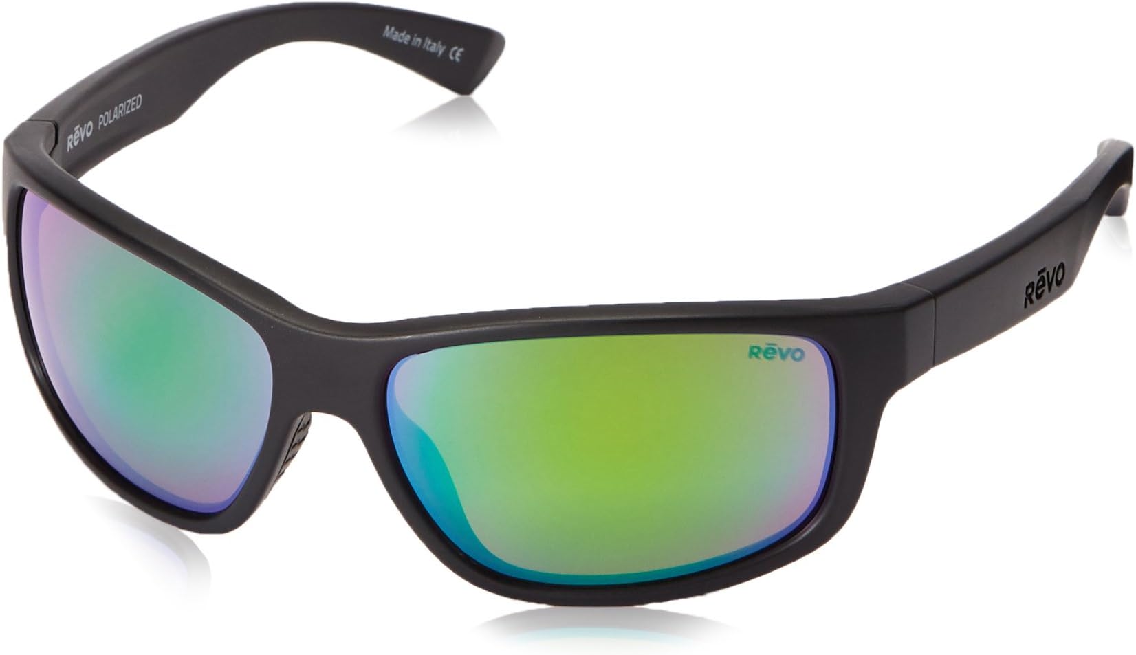 Revo Unisex RE 1006 Baseliner Wraparound Polarized UV Protection Sunglasses, Matte Black Frame, Green Water Lens