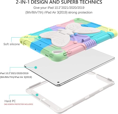 Vista 11 de GUAGUA Funda compatible con iPad de 9ª generación, funda para iPad de 8ª/7ª generación de 10.2 pulgadas 2021/2020/2019 Kickstand 2 en 1, funda