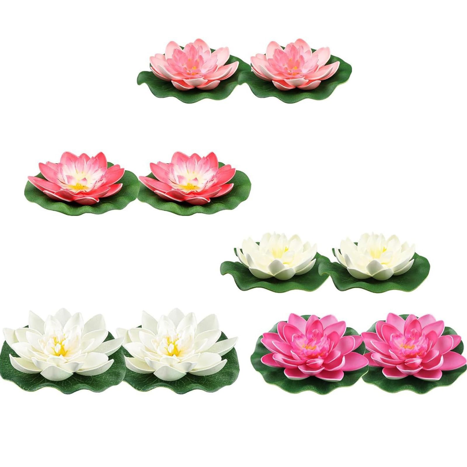 10Pcs Realistic Artificial Floating Flower with Leaves Artificial Pond Plant Ornament for Garden Decoration Spume Bean Home Deck Silkflowers Fraudulent Water Flower Decoration Set Realistic Spume Pad