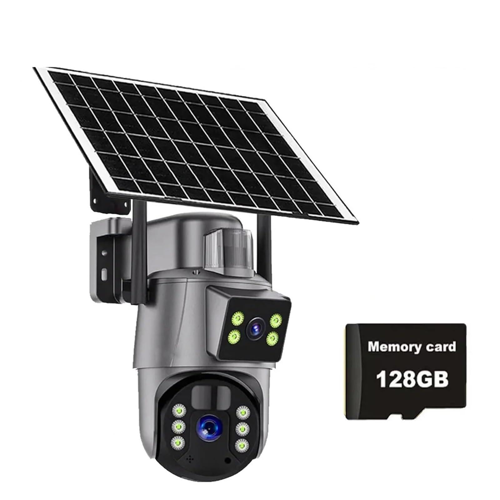 JVDDI 6MP 4G/WiFi Solar Camera Outdoor Wireless CCTV Surveillance Camera With Solar Panel Dual Lens PTZ IP Cam Security Protection(WiFi Cam Add 128G)