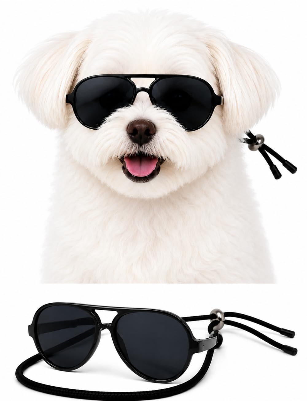 G029 Pilotenbrille für Hunde und Katzen, für kleine Rassen bis zu 6,8 kg, Schwarz
