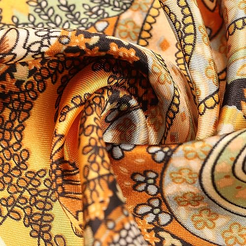 35" Large Square Satin Head Scarf Silk Accessories Classic Patterned Squares Beach Bandanas for Women2