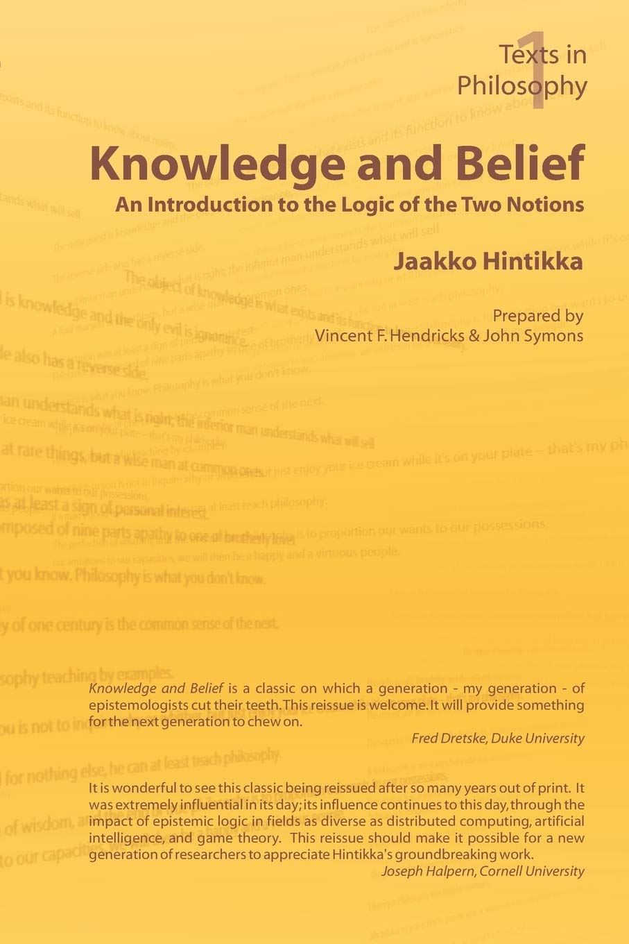 Knowledge and Belief: An Introduction to the Logic of the Two Notions