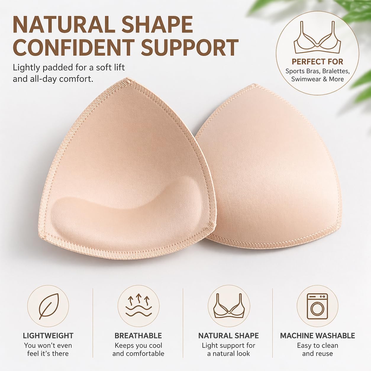 TAOHUA GARDEN 5 Pairs Bra Pads Inserts,Removable,Breathable, Air Cotton,Foam Sponge