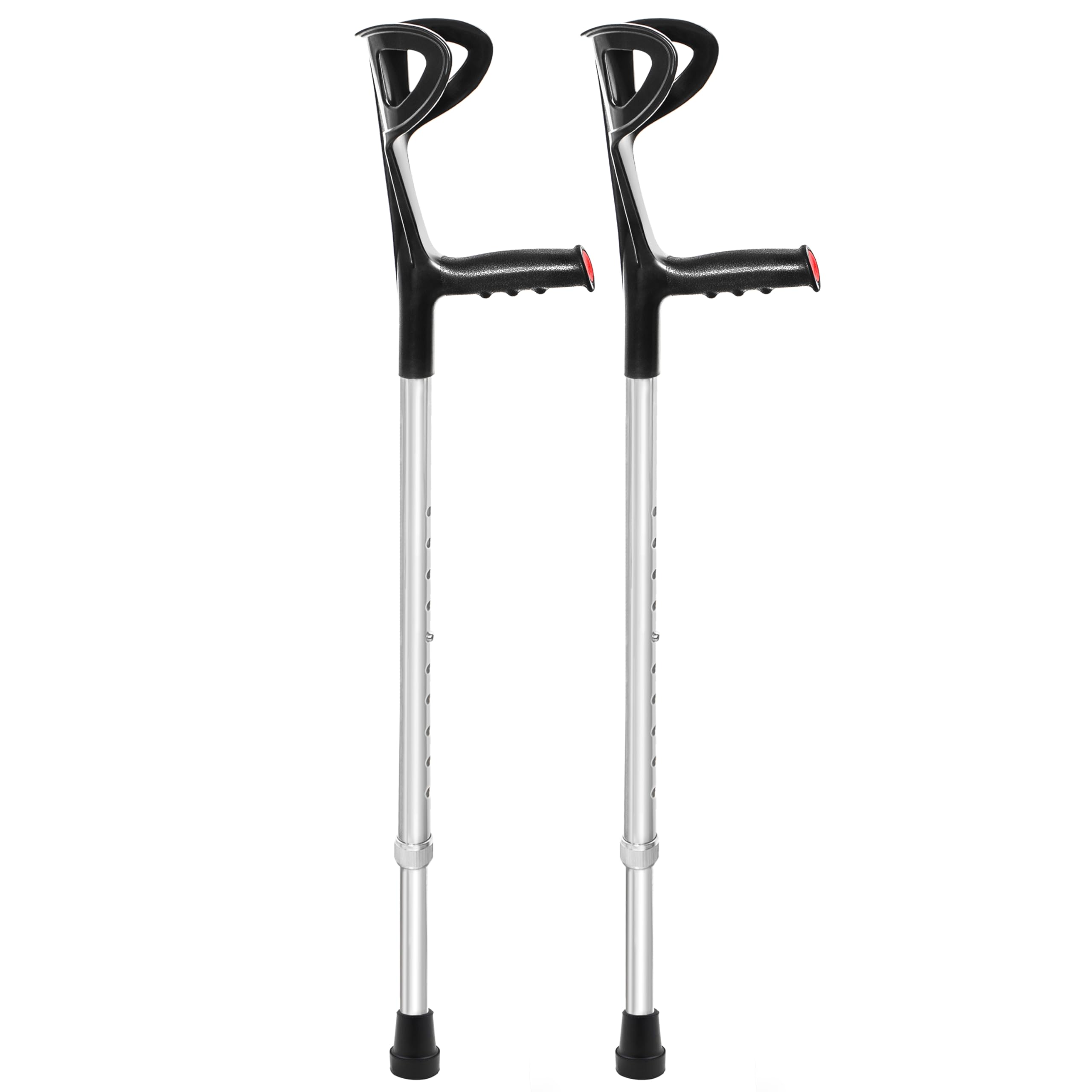 AIESI® Bequilles Medicales adultes orthopédique réglable unique couleur noire légers en aluminium anodisé (Paquet de 2 pièces), Garantie 24 mois