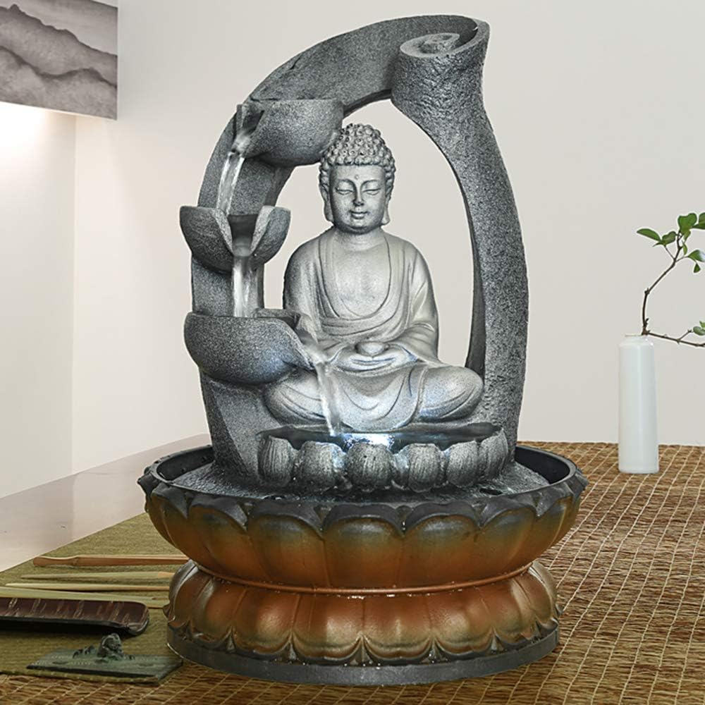 11in Buddha Tabletop Water Fountain for Home&Office Decoration, Decorative Sculpture