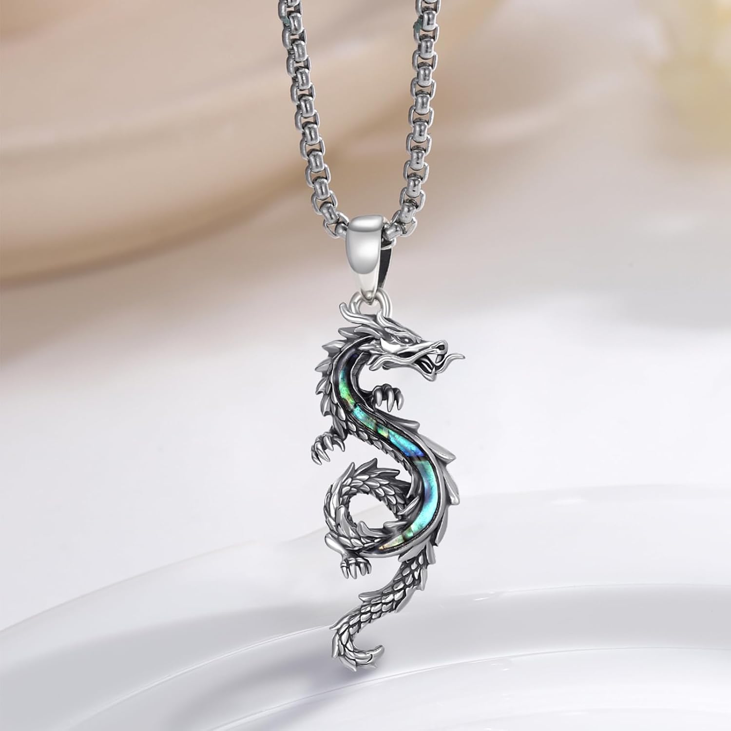 Dragon Necklace 925 Sterling Silver Oxidized/Solid 24K Gold Over Dragon Pendant Unisex Jewelry Valentine's Day Gift for Men Women - Image 3