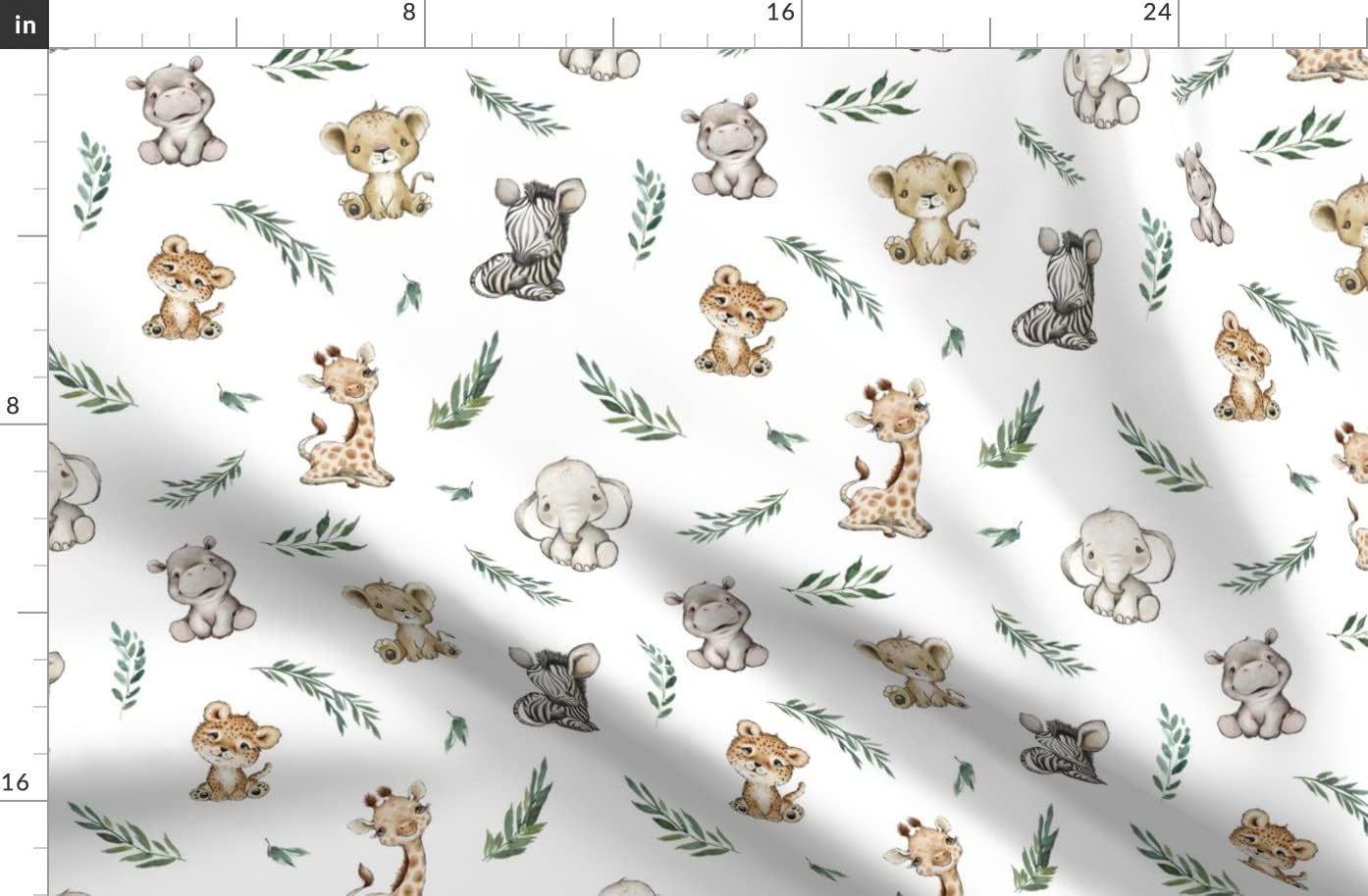 Spoonflower Fabric - Baby Safari Animals Theme Lion Zebra Giraffe Nursery Toddler Room Printed on Organic Cotton Sateen Fabric by The Yard - Sewing Quilting Apparel Home Decor