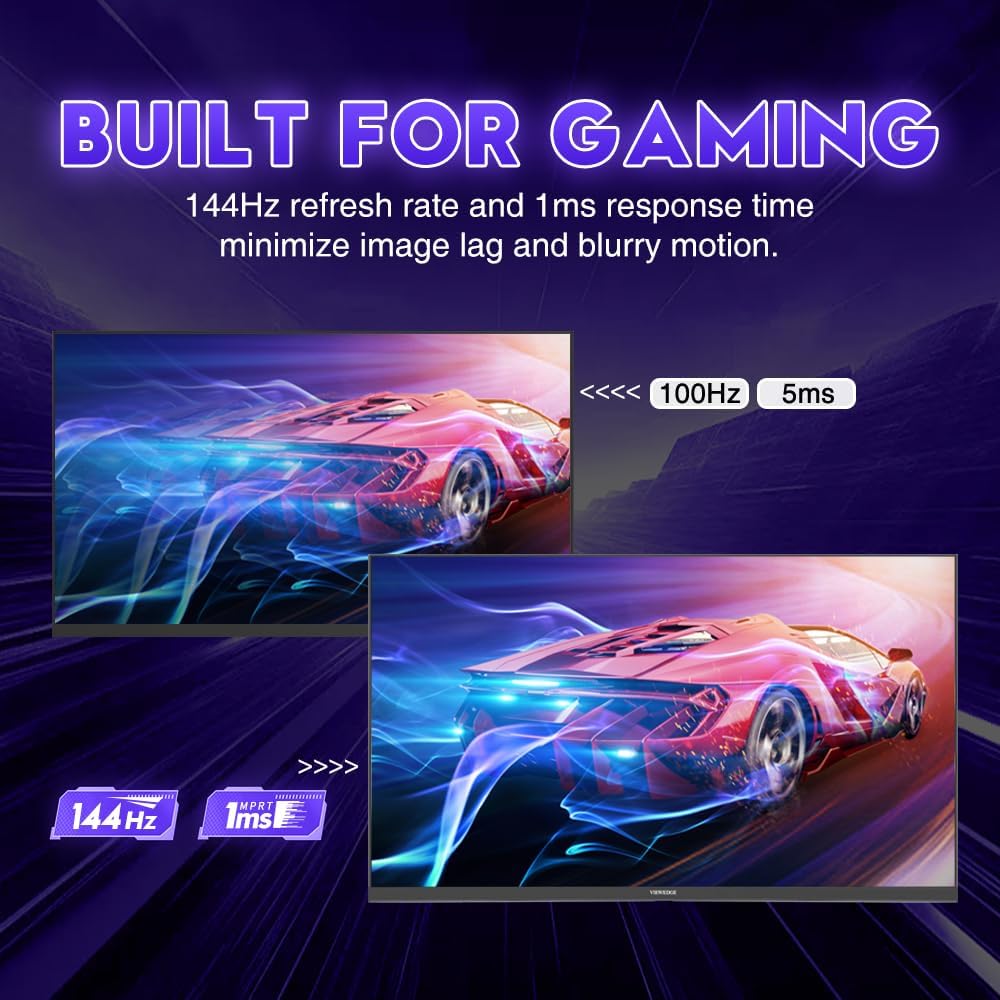 Viewedge 24 Inch Gaming Monitor 1080p 144hz, VA 1ms FHD Computer Monitor with 100% sRGB, Bluelight Filter, HDMI & VGA Port, Support Wall Mount
