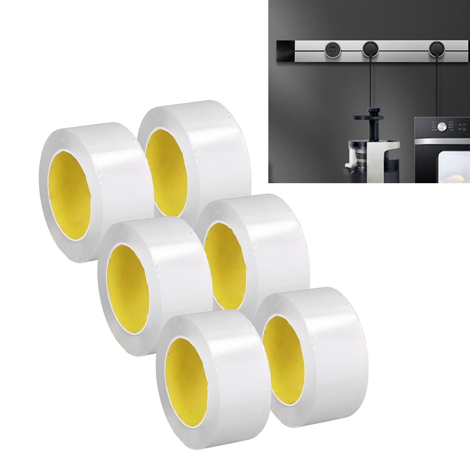 Dwustronna taśma klejąca 6 Rolls Ultra cienki 0,1 mm przezroczystą mocną lepką taśmę montażową do dekoracji ściennych Plakaty Plakaty samochody i rękodzieło materiał akrylowy 50
