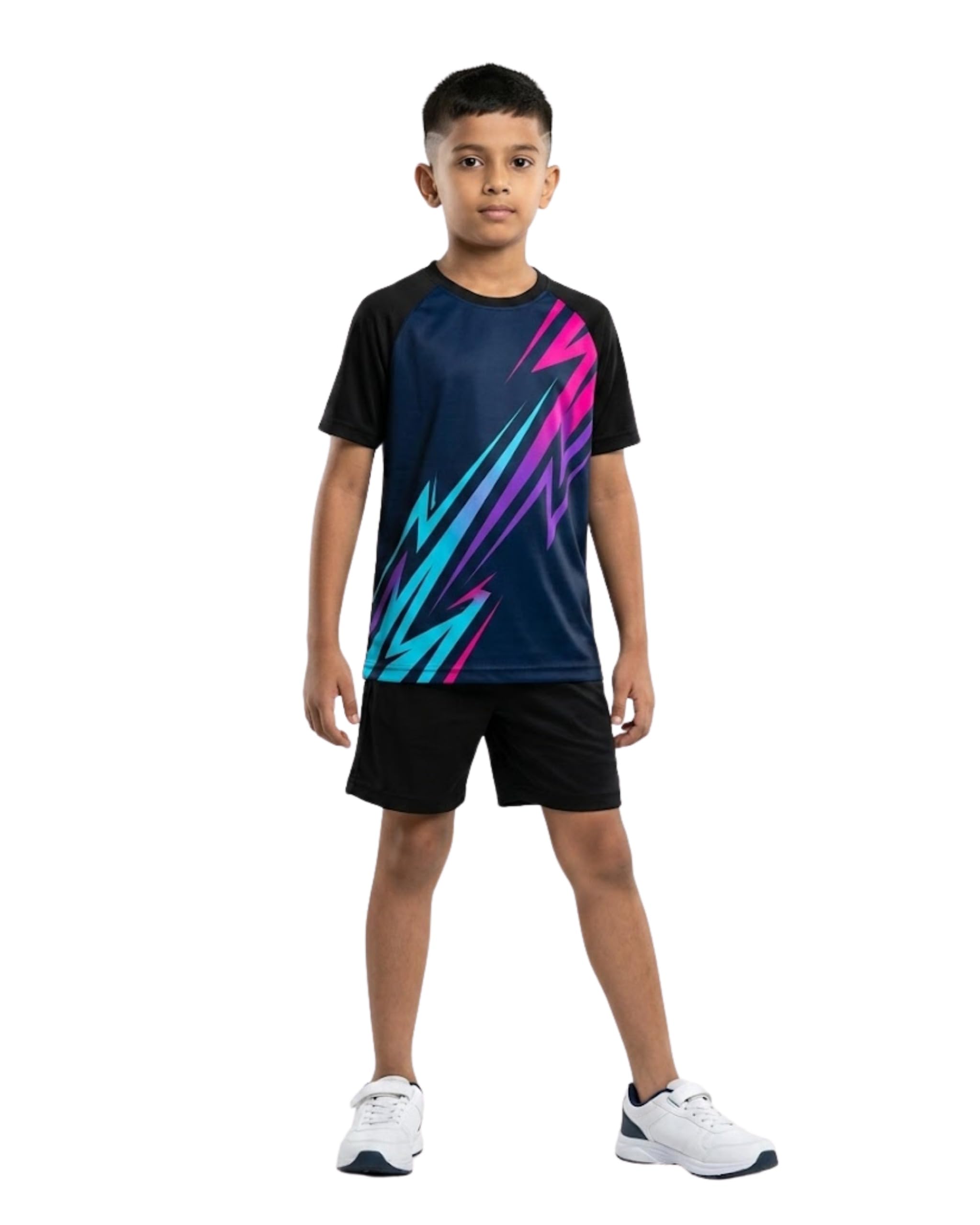 Boys Sportswear Set T-Shirt and Shorts Combo | Quick Dry Kids Training Outfit | Graphic Athletic Wear | Age 4-15 Years-picture-22