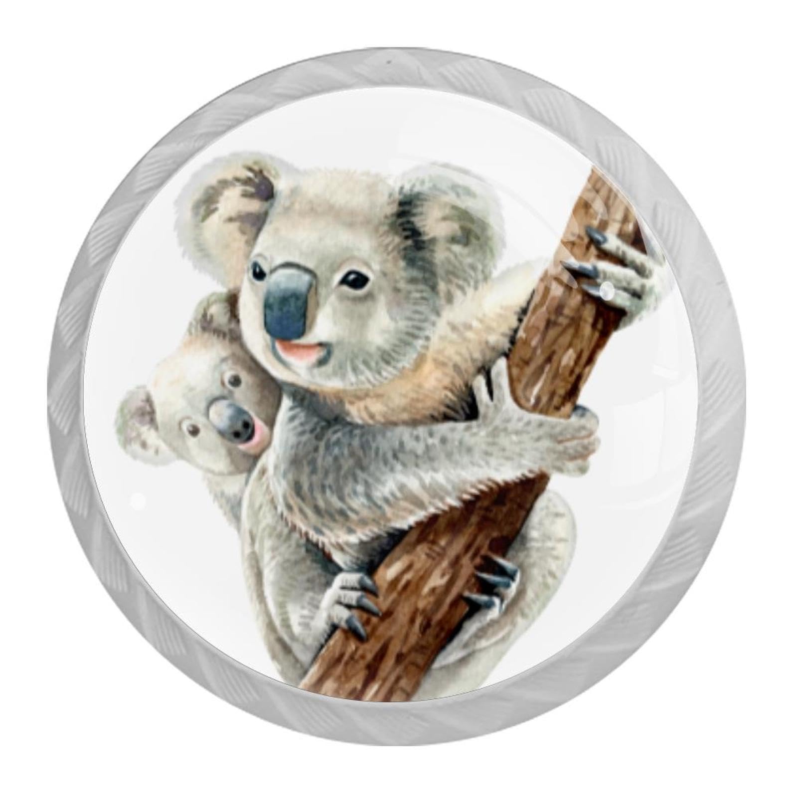 Tqmspg 4 Pieces Drawer Pulls Cute Koala Door Knobs Dresser Handles for Kitchen Wardrobe Cupboard Hardware Furniture