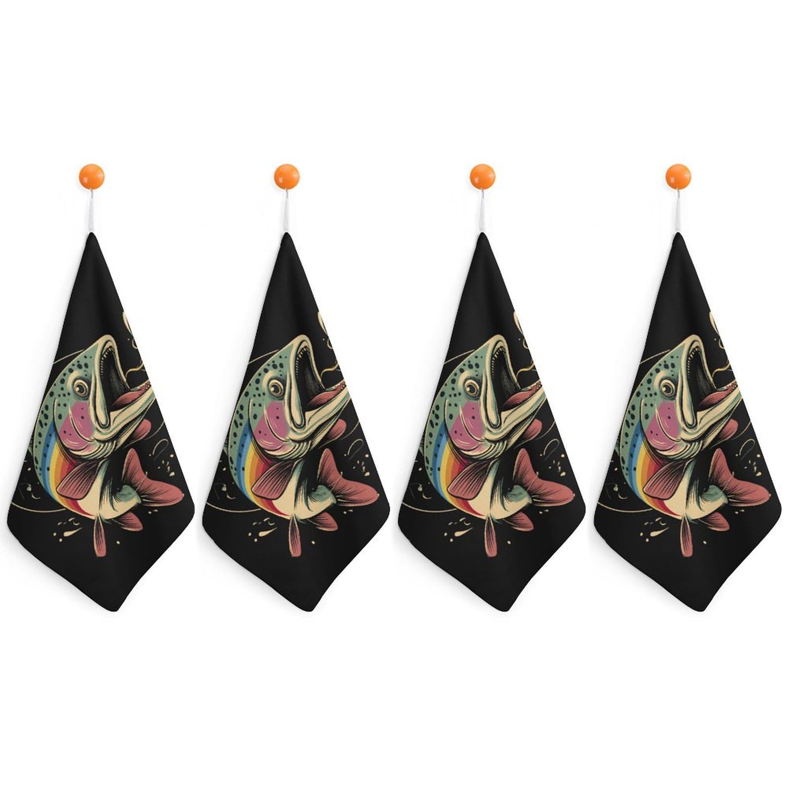 CGSBNGHA Largemouth Bass Rainbow Trout Hand Towel Hanging Face Towels Cleaning Cloths Handkerchief for Bathroom Kitchen
