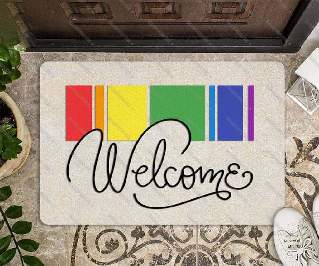 Paillasson Bienvenue et Joyeux Mois des fiertés pour une entrée tolérante