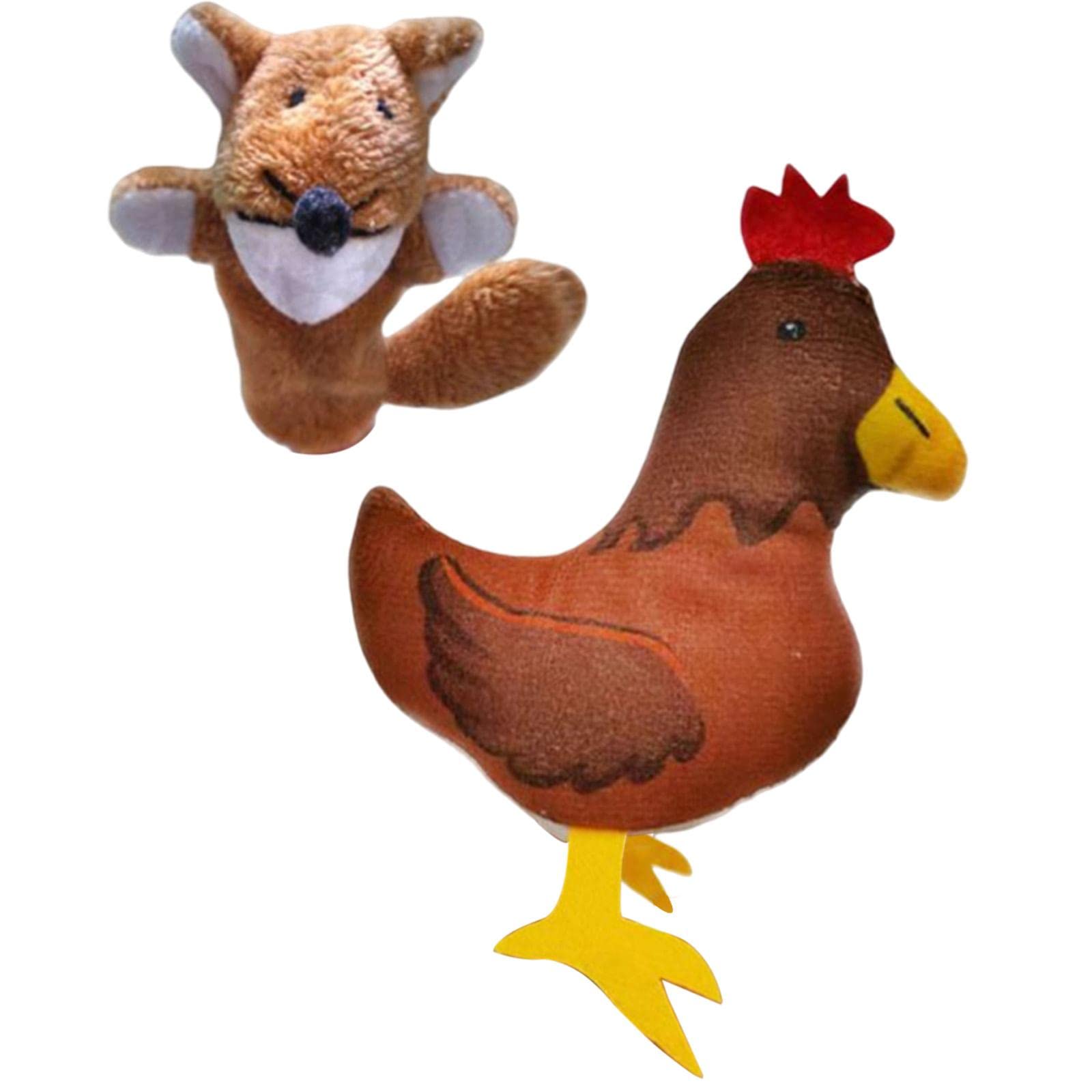 bnf 2 pieces different cartoon animal finger puppets soft dolls props toys(lowrie & hen) baby | toys for baby | developmental baby toys1 x wooden educational toy