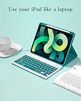 Vista 4 de Funda de teclado compatible con iPad de 9ª/8ª/7ª generación de 10.2 pulgadas 2021/2020/2019, iPad Air de 10.5 pulgadas de 3ª generación/iPad Pro