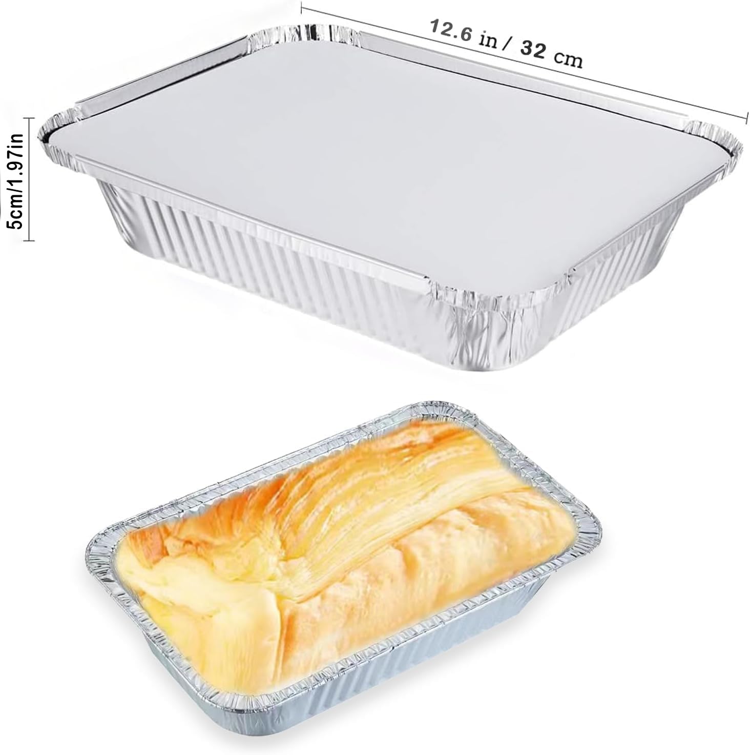 Caterserve 20 Vassoi In Alluminio Con Coperchio, 1800 Ml, Ideali Per