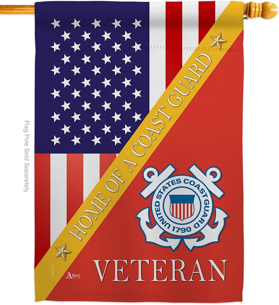 Home of Coast Guard House Flag - Armed Forces USCG Semper Paratus United State American Military Veteran Retire Official - Decoration Banner Small Garden Yard Gift Double-Sided Made in USA 28 X 40