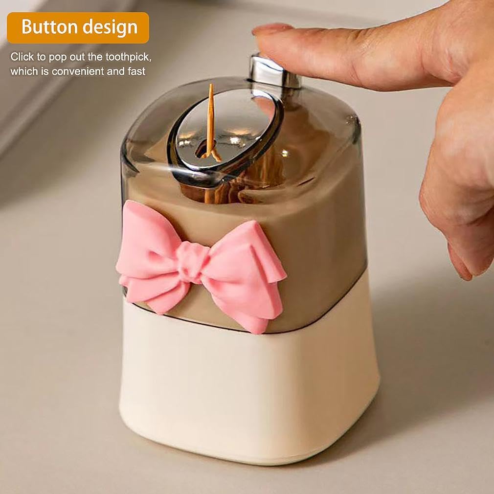 Toothpick Holder, Toothpick Dispenser, Pop-up Automatic Toothpick Dispenser, Automatic Toothpick Dispenser for Kitchen, Restaurant, Hotel(Bow Tie)