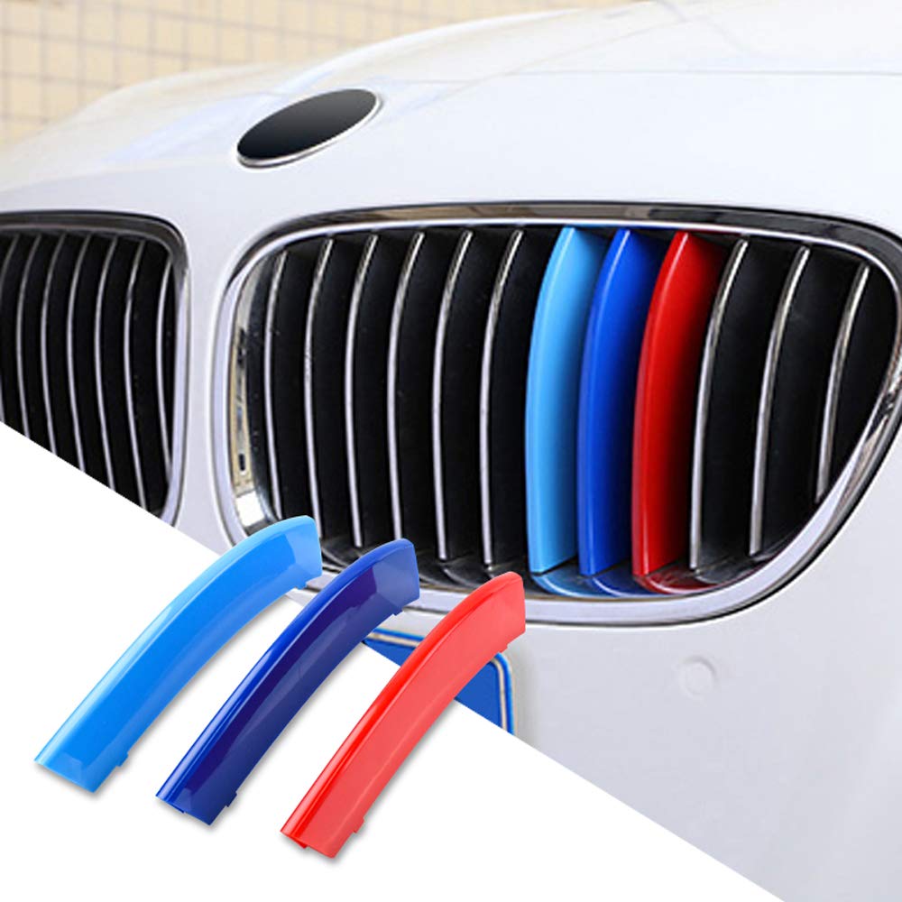 N/H M-Colored Front Grille Insert Trims Strips Grills Cover 3pcs Compatible with BMW 5 Series F10 F18 2011-2013 Accessories